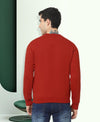 HiFlyers Men Slim Fit Slogan Printed Cotton Fleece Sweatshirt -Rust