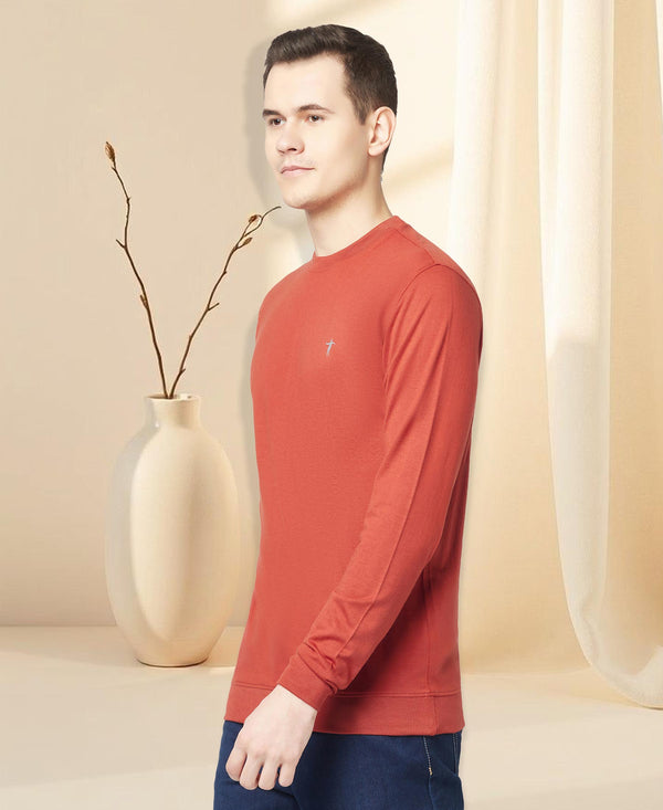 T.T. Men Cotton Polyster Regular Fit Solid Full Sleeve T-Shirt Pack Of 2 (Orange-Onion )