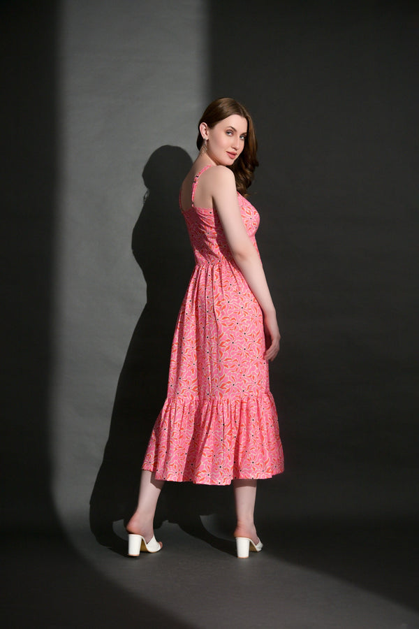 Pink floral maxi dress