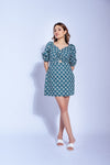 Garden Party Teal Green Cotton Dress