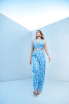 Sky blue wrap coat with trouser