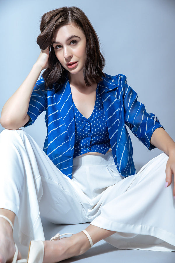 Garden Party Blue Waistcoat With Blazer & Trouser