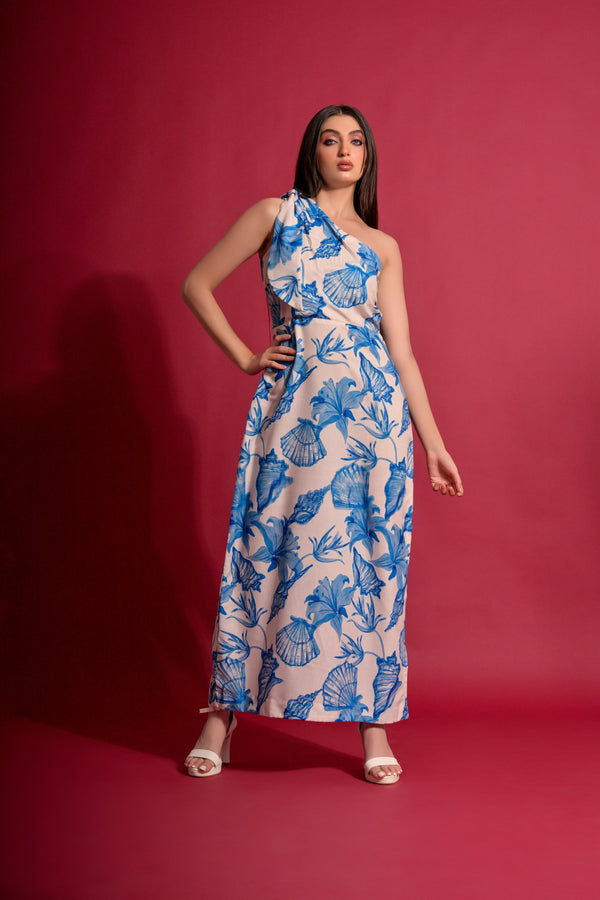 Garden Party Aqua Blue Maxi Dress