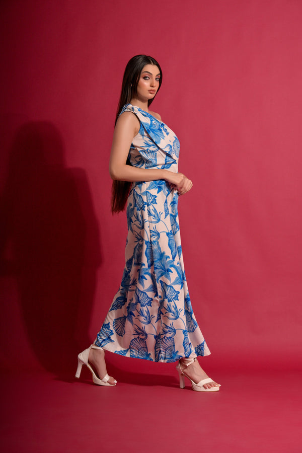 Garden Party Aqua Blue Maxi Dress