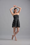 Black ambroidery short dress