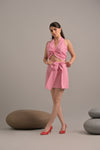 Pink cotton checks cords combo