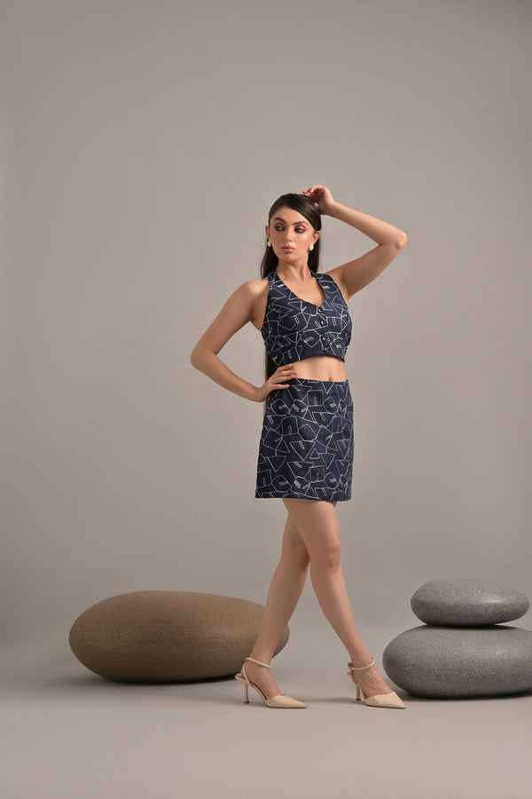 Garden Party Navy Blue Ambroidery Linen Cords (Combo)