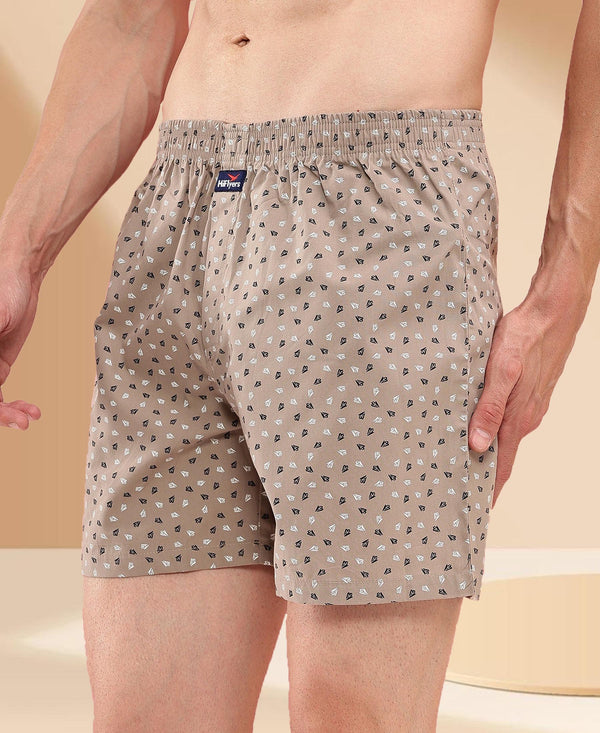 HiFlyers Men Regular Fit Printed Super Combed Cotton Woven Boxer Short Pack Of 1 Skin