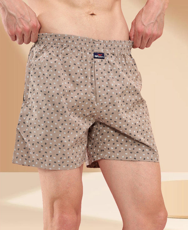 HiFlyers Men Regular Fit Printed Super Combed Cotton Woven Boxer Short Pack Of 1 Skin