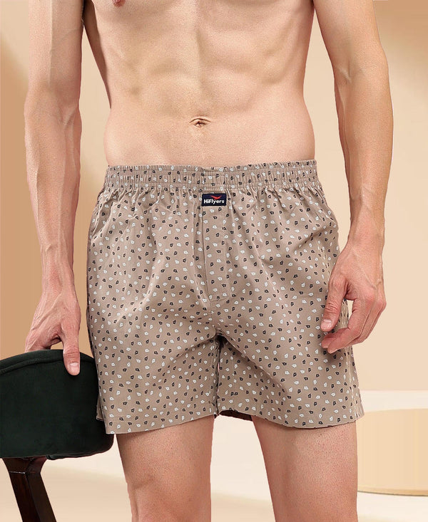 HiFlyers Men Regular Fit Printed Super Combed Cotton Woven Boxer Short Pack Of 1 Skin
