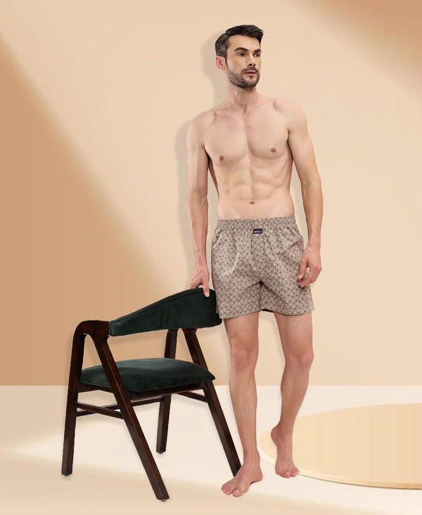 HiFlyers Men Regular Fit Printed Super Combed Cotton Woven Boxer Short Pack Of 1 Skin