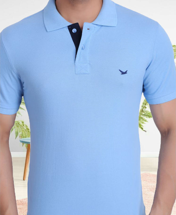 HiFlyers Men Sky Blue Polo T-Shirt