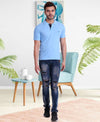 HiFlyers Men Sky Blue Polo T-Shirt