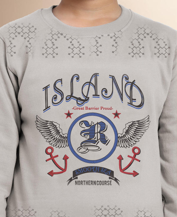 HiFlyers Boys Regular Fit | Premium Cotton Fleece |Full Sleeves|Round Neck|Trendy Winter Wear| Sweatshirts For Boys And Girls -Grey