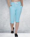 T.T. Women Solid Cotton Capri Sky Blue