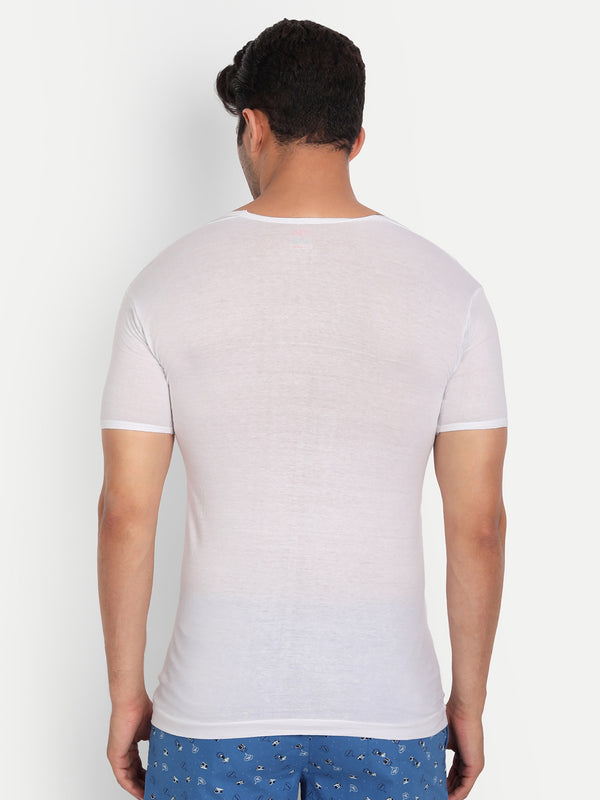 T.T. Men Cool 100% Cotton Half Sleeve Vest (Pack Of 2) White