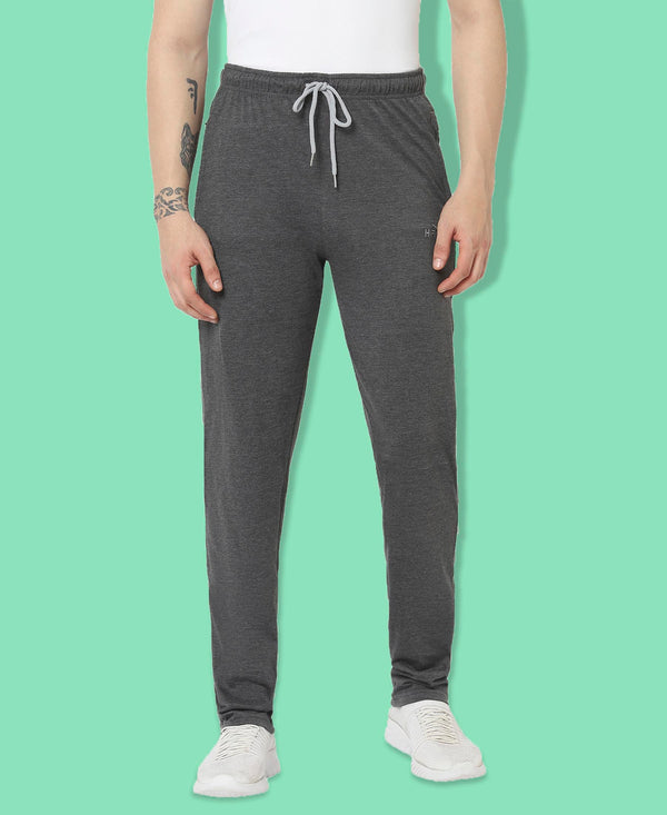 HiFlyers Mens Anthra Regular Fit Solid Cotton Blend Trackpant/Jogger