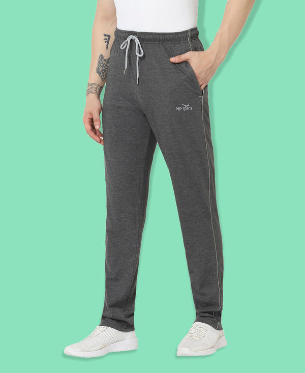 HiFlyers Mens Anthra Regular Fit Solid Cotton Blend Trackpant/Jogger
