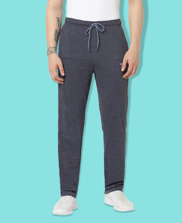 HiFlyers Mens Anthra-Blue Regular Fit Solid Cotton Blend Trackpant/Jogger
