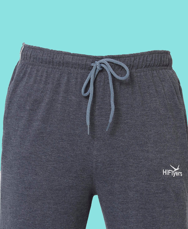 HiFlyers Mens Anthra-Blue Regular Fit Solid Cotton Blend Trackpant/Jogger
