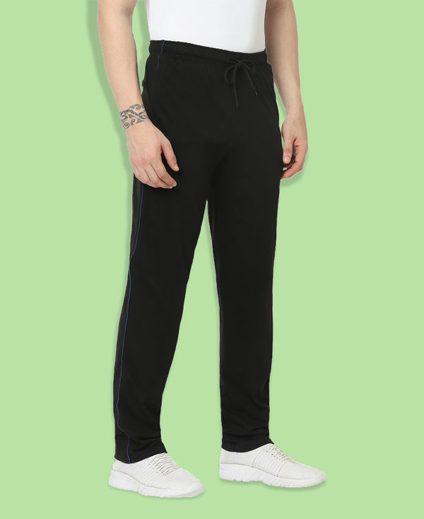 HiFlyers Mens Black Regular Fit Solid Cotton Blend Trackpant/Jogger