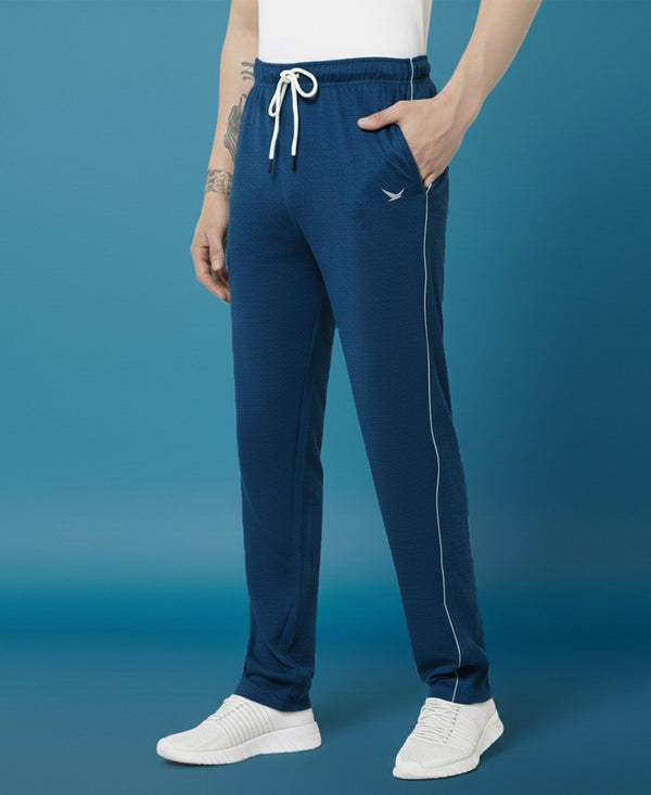 HiFlyers Mens Teal Blue Regular Fit Solid Cotton Blend Trackpant/Jogger