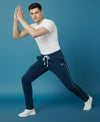 HiFlyers Mens Teal Blue Regular Fit Solid Cotton Blend Trackpant/Jogger