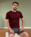 T.T. Men Slim Fit 100% Cotton Cool Round Neck Half Sleev Solid Tshirt Maroon