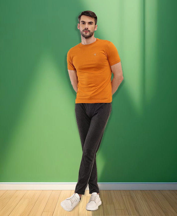 T.T. Men Slim Fit 100% Cotton Cool Round Neck Half Sleev Solid Tshirt Mustard