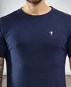 T.T. Men Slim Fit 100% Cotton Cool Round Neck Half Sleev Solid Tshirt Navy