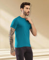 T.T. Men Slim Fit 100% Cotton Cool Round Neck Half Sleev Solid Tshirt Teal Blue