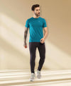T.T. Men Slim Fit 100% Cotton Cool Round Neck Half Sleev Solid Tshirt Teal Blue