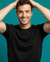 T.T. Men'S Solid Eco Friendly Cotton Blended Fabric Regular Fit Round Neck T-Shirt-Black