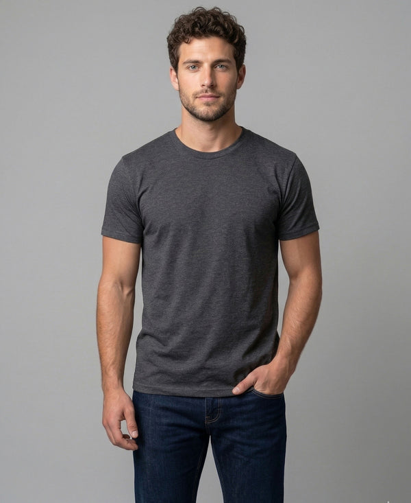 T.T. Men'S Solid Eco Friendly Cotton Blended Fabric Regular Fit Round Neck T-Shirt-Anthra