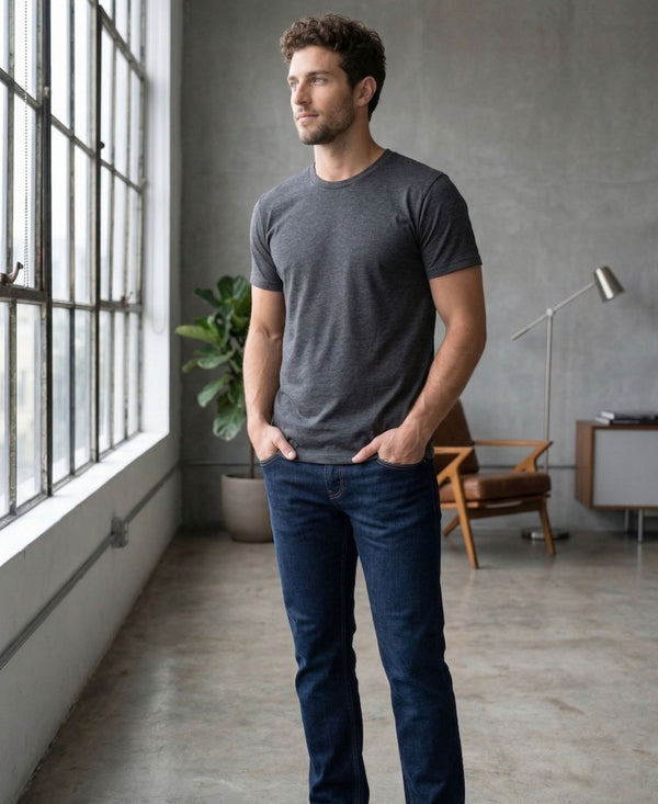 T.T. Men'S Solid Eco Friendly Cotton Blended Fabric Regular Fit Round Neck T-Shirt-Anthra