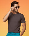 T.T. Men Eco Friendly Cotton Blended Fabric Solid Round Neck Regular Fit Coffee Brown