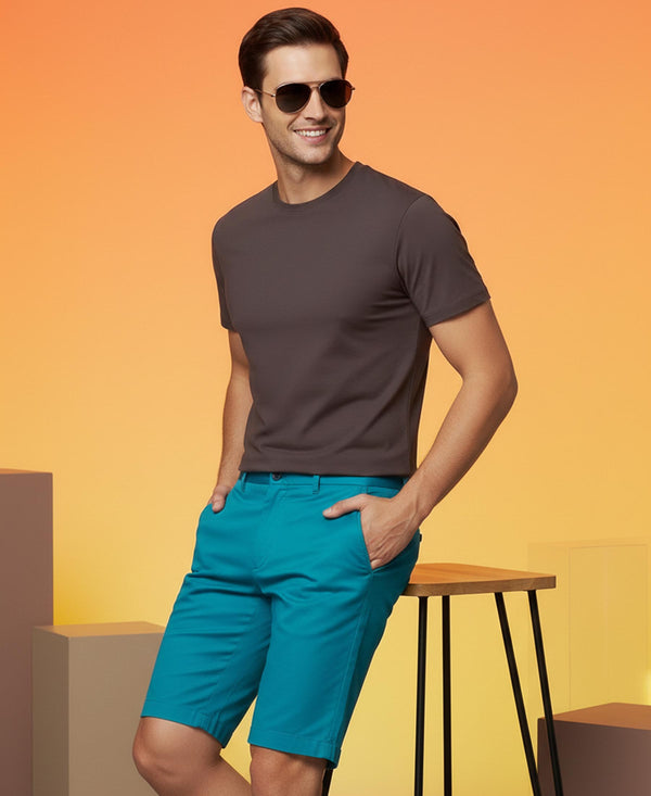 T.T. Men Eco Friendly Cotton Blended Fabric Solid Round Neck Regular Fit Coffee Brown