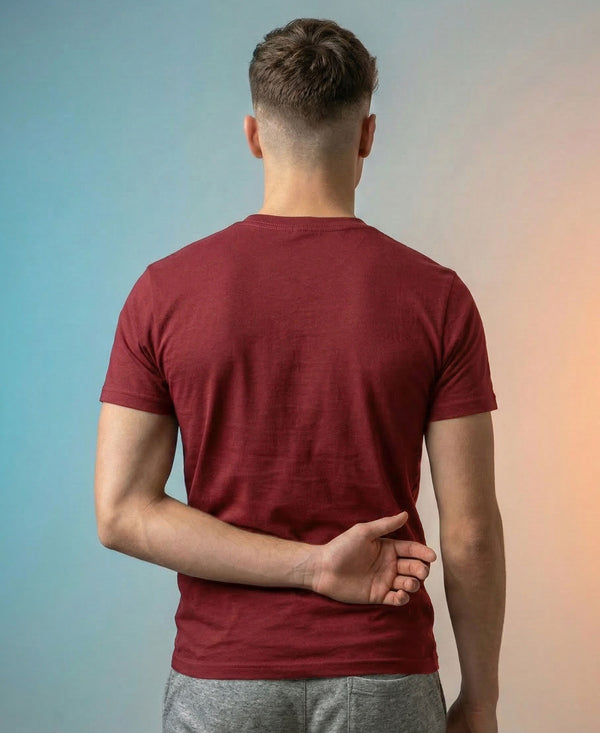 T.T. Men Eco Friendly Cotton Blended Fabric Solid Round Neck Regular Fit Maroon