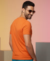 T.T. Men'S Solid Eco Friendly Cotton Blended Fabric Regular Fit Round Neck T-Shirt-Orange