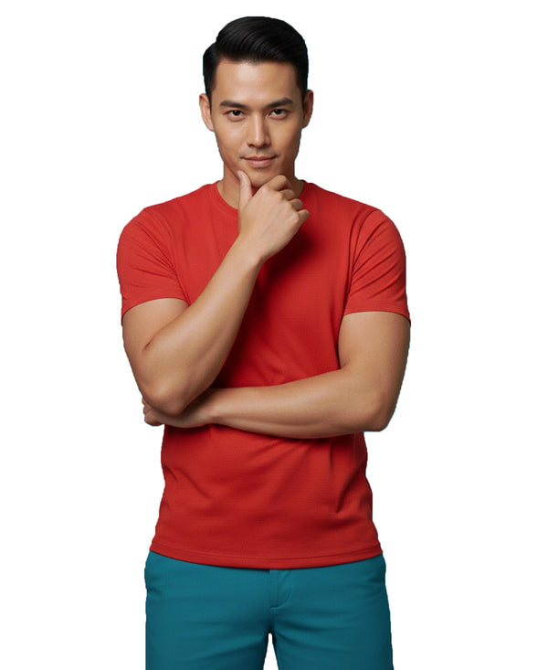 T.T. Men'S Solid Eco Friendly Cotton Blended Fabric Regular Fit Round Neck T-Shirt-Red