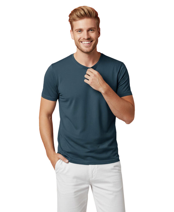 T.T. Men'S Solid Eco Friendly Cotton Blended Fabric Regular Fit Round Neck T-Shirt-Steel Grey