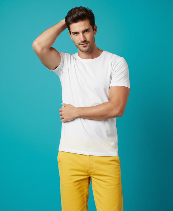 T.T. Men'S Solid Eco Friendly (Cotton Rich) Recycled Fabric Regular Fit Round Neck T-Shirt-White