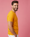 T.T. Men Eco Friendly Cotton Blended Fabric Solid Round Neck Regular Fit Golden Yellow