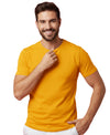 T.T. Men Eco Friendly Cotton Blended Fabric Solid Round Neck Regular Fit Golden Yellow