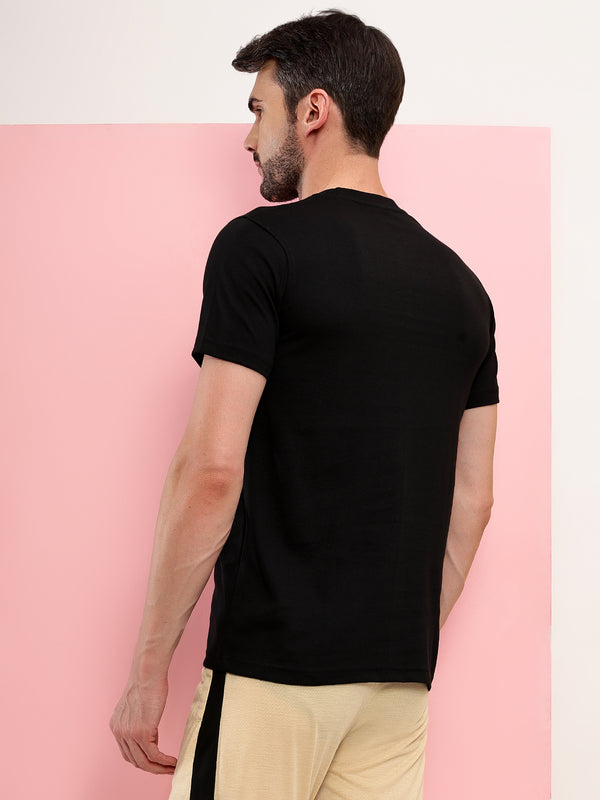 T.T. Men|Printed Tshirts For Men|Eco Friendly Recycled Fabric |Graphics Printed Tees|Round Neck|Half Sleeves|Cotton Blended Tees For Men|Regular Fit|Small Print|Pack Of 2|Navy-Black