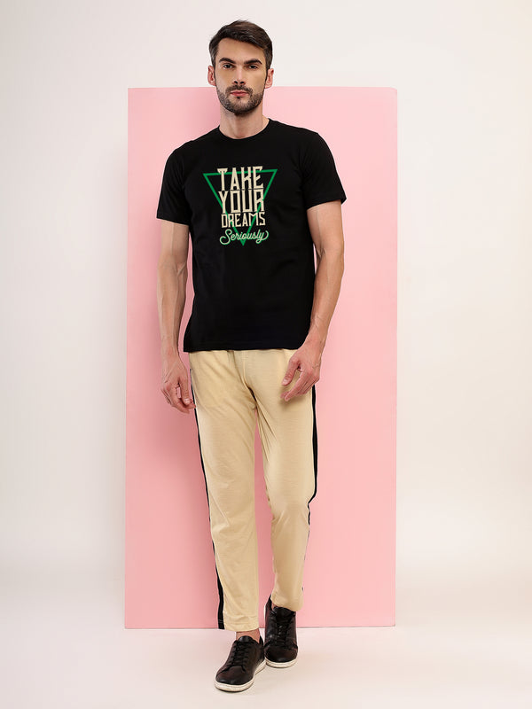 T.T. Men|Printed Tshirts For Men|Eco Friendly Recycled Fabric |Graphics Printed Tees|Round Neck|Half Sleeves|Cotton Blended Tees For Men|Regular Fit|Small Print|Pack Of 2|Navy-Black