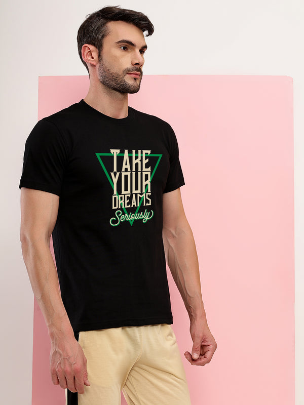T.T. Men|Printed Tshirts For Men|Eco Friendly Recycled Fabric |Graphics Printed Tees|Round Neck|Half Sleeves|Cotton Blended Tees For Men|Regular Fit|Small Print|Pack Of 2|Navy-Black
