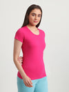 T.T. Women Slim Fit 100% Cotton Cool Round Neck Half Sleev Solid TshirtFuchsia