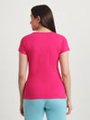 T.T. Women Slim Fit 100% Cotton Cool Round Neck Half Sleev Solid TshirtFuchsia