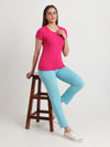 T.T. Women Slim Fit 100% Cotton Cool Round Neck Half Sleev Solid TshirtFuchsia